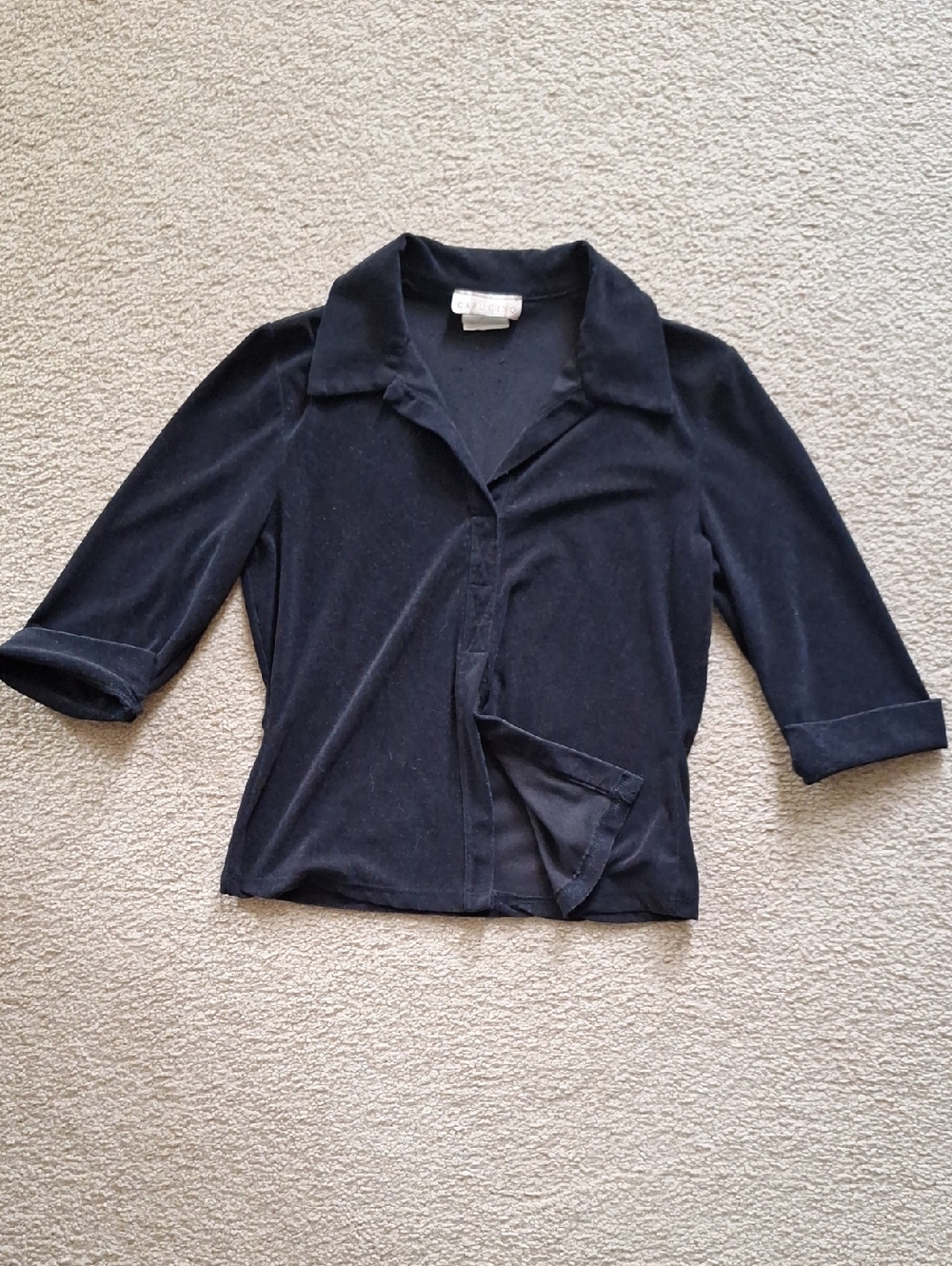 Black Velvety Collared Top